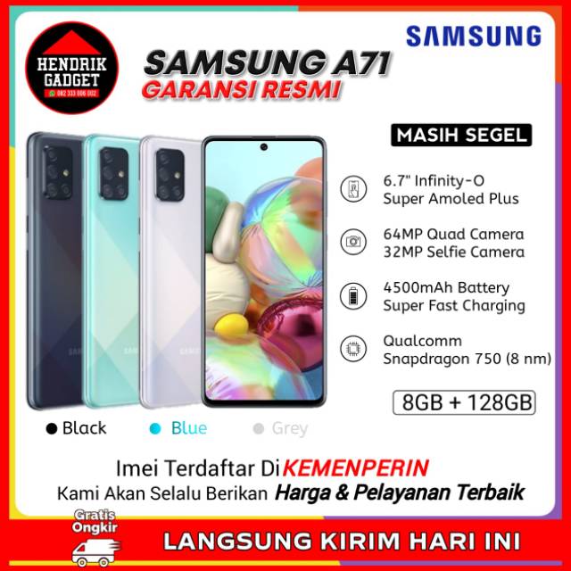 Hp Samsung A71 HAZE SILVER 8 128 GB handphone samsung Galaxy A71 8/128 - Garansi Resmi