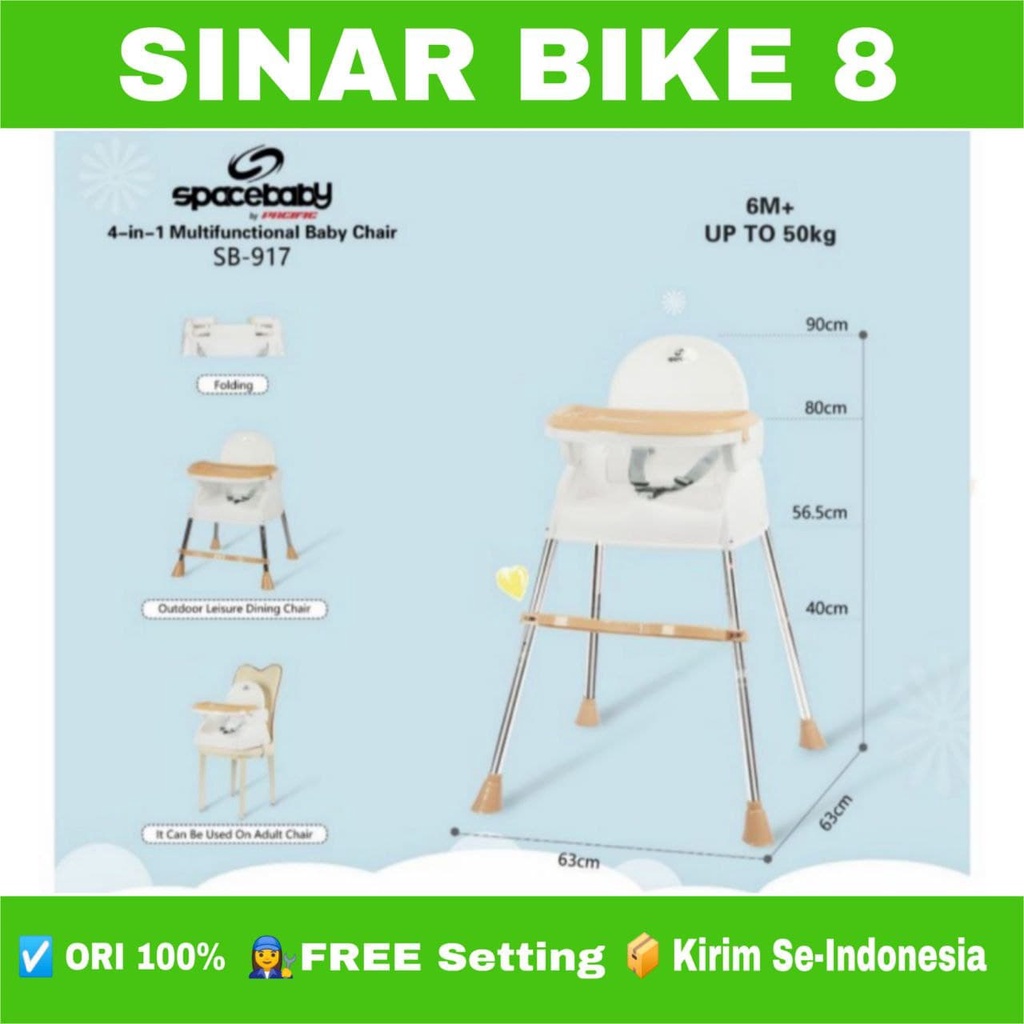 Kursi Makan Bayi Baby High Chair SPACEBABY SB 917 4 In1 // SB-925 6 In1 Multifungsi