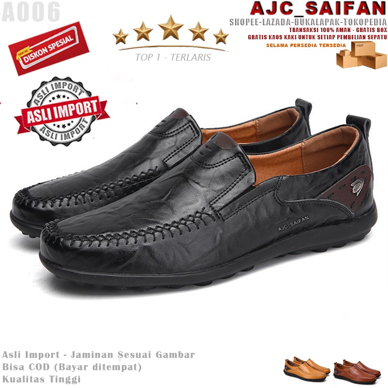 ⭐⭐⭐⭐⭐ Promo Sepatu Kulit Pria Kasual Formal Boots Kantor Kerja Asli Import Jaminan Sesuai Gambar A006