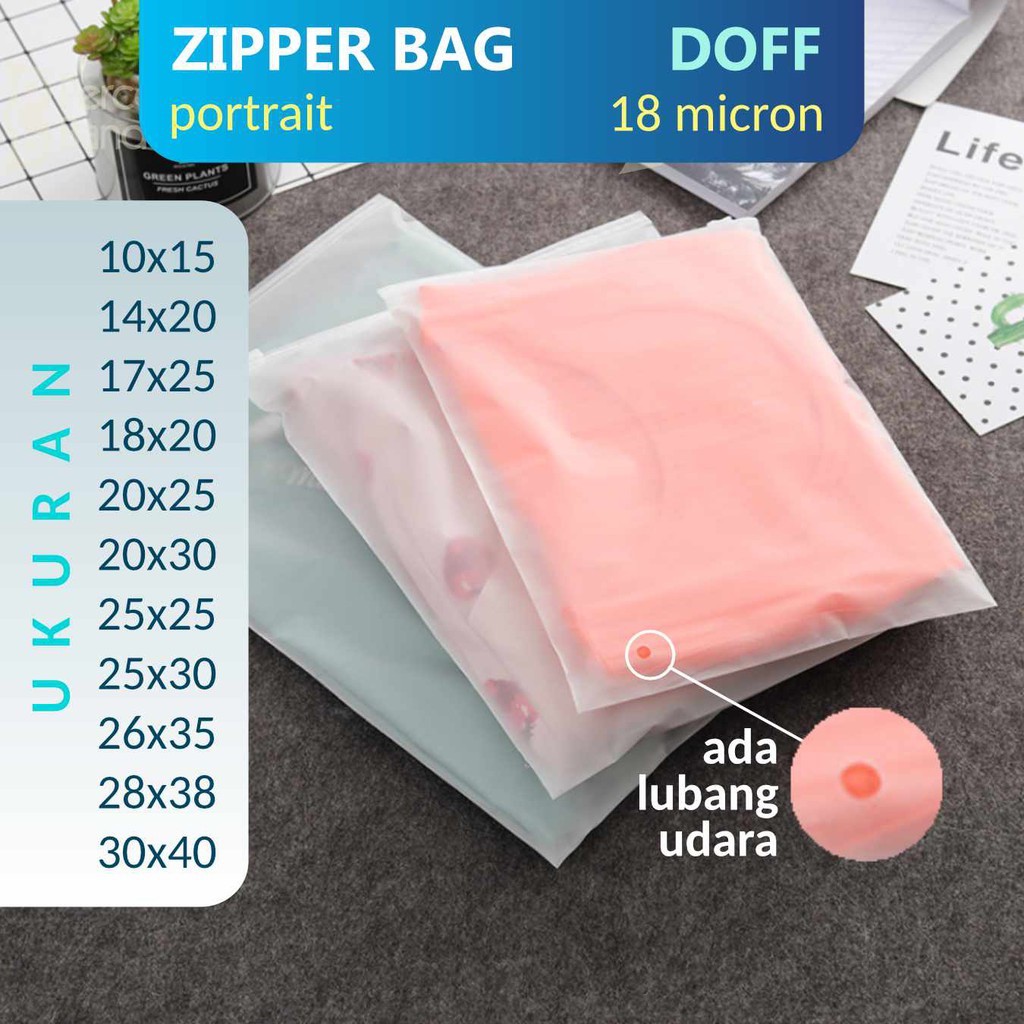 Zipper Bag Portrait Transparan Doff Organizer Pouch Plastik Penyimpanan Ziplock Travel Serbaguna Zip Lock Kantong Baju Storage