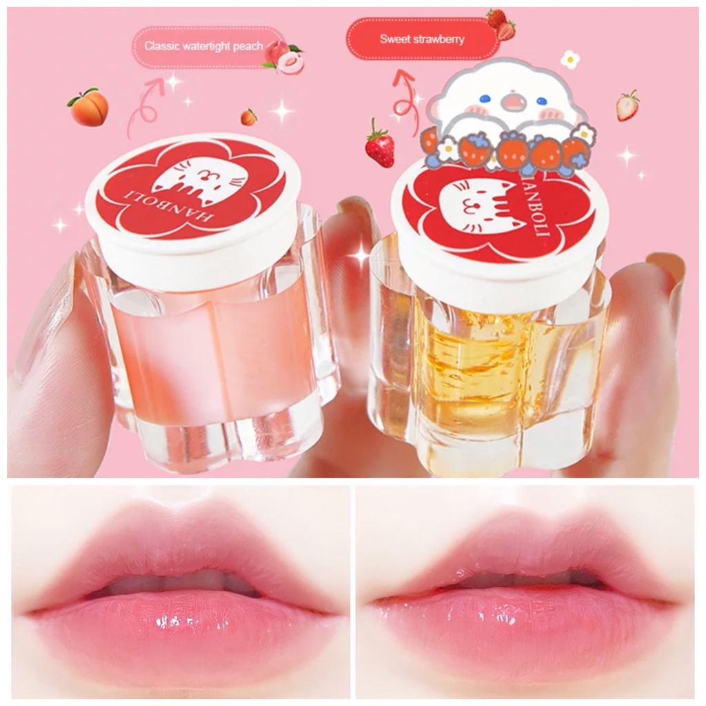 𝐋𝐈𝐏 𝐂𝐀𝐑𝐄 - Strawberry &amp; Peach Lip Mask Day Night Melembabkan Mencerahkan Bibir Masket Bibir Pot