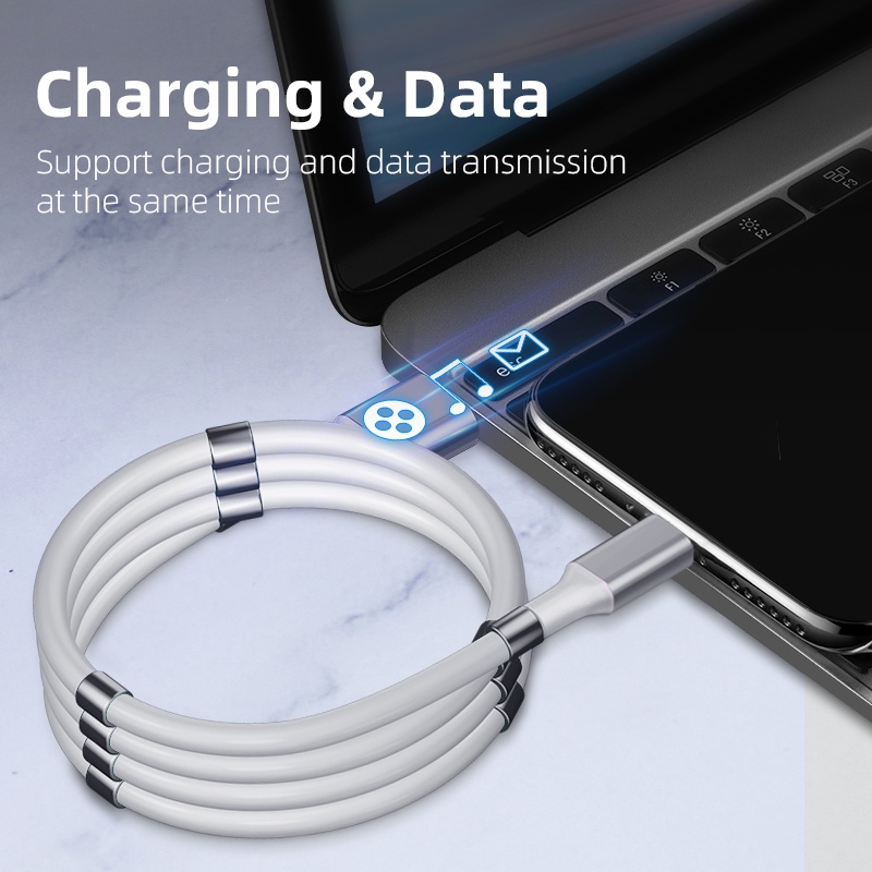 Kabel Data / Charger Nano Magnetik Tipe-C Fast Charging Untuk Android / IPhone