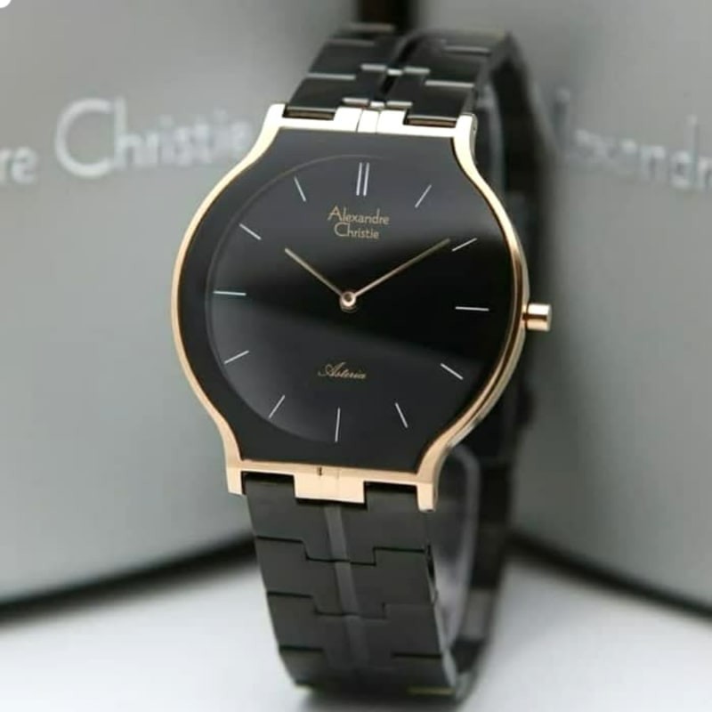 Jam Tangan Pria Alexandre Christie 8603 AC 8603 AC8603 Hitam Rosegold Original Garansi Resmi