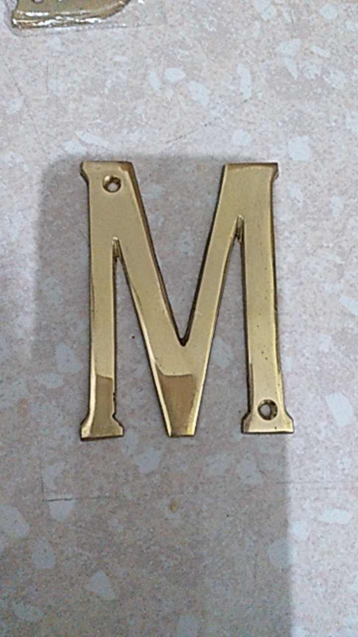 Nomor Rumah Kuningan M Tinggi 10 Cm Classic Antique Huruf M Angka Nomer Angka Huruf Perumahan Dekor