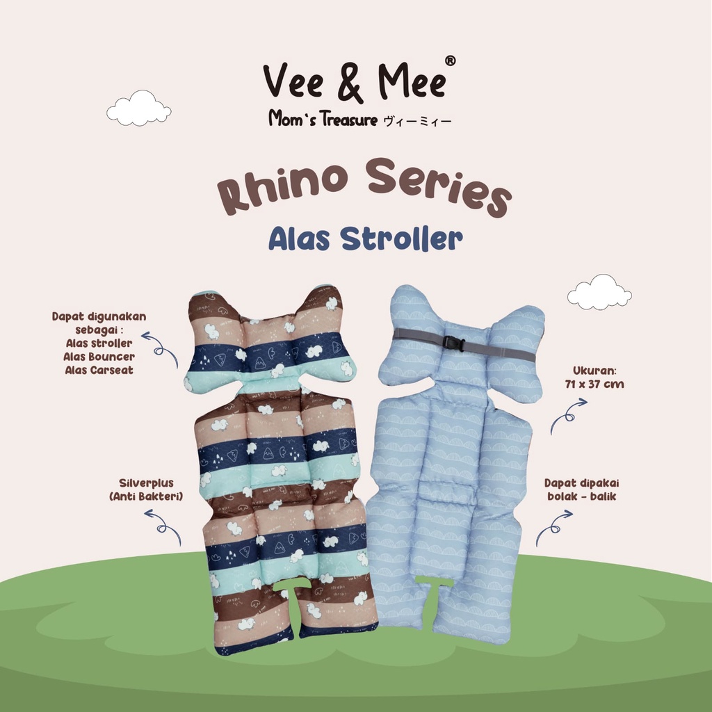 Vee &amp; Mee Alas Stroller + Bantal Lengan Rhino / Bantal Leher Squirrel Bear Series