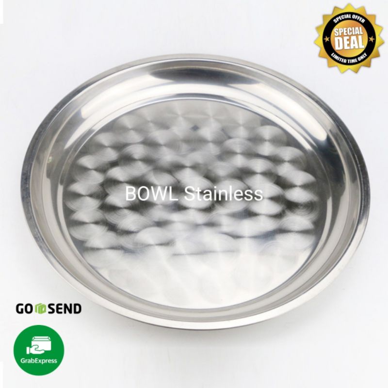 Nampan Baki Piring Nasi Kebuli Stainless Bulat Multifungsi