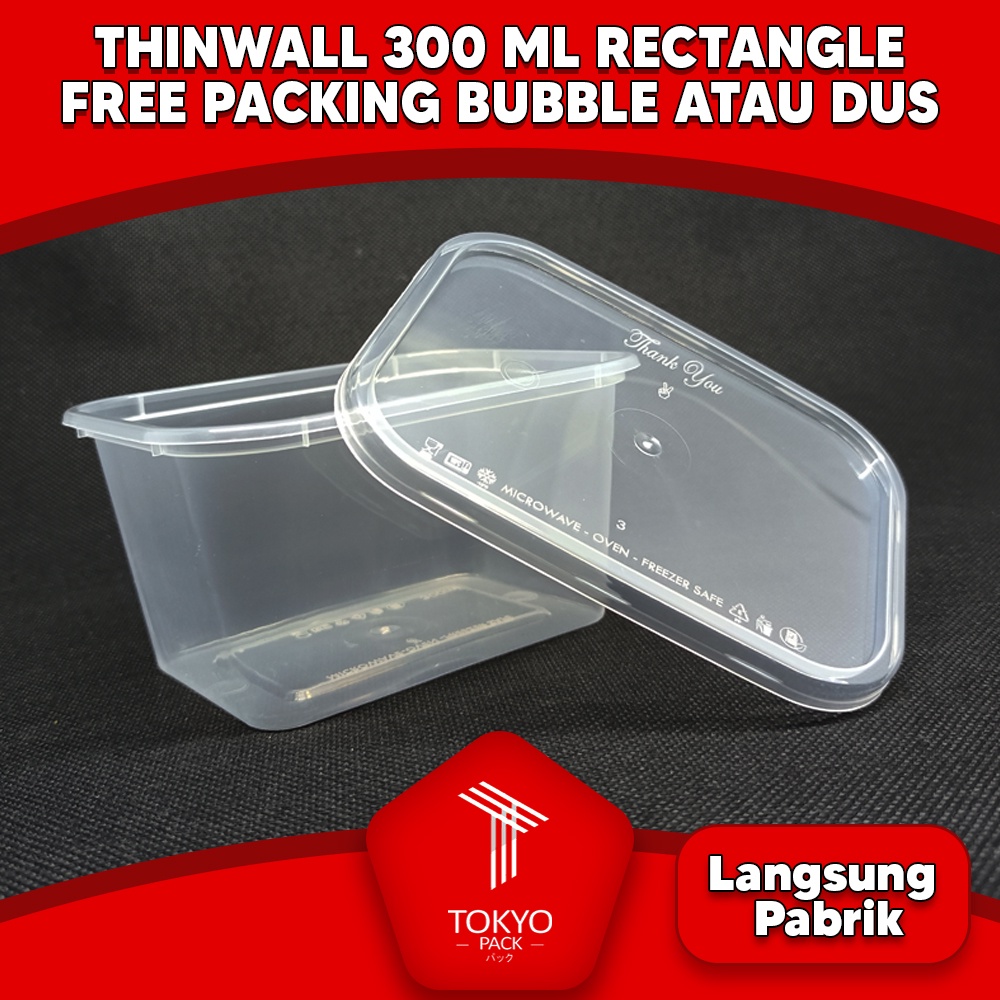 THINWALL KOTAK PANJANG 300ML ISI 25PCS - FOOD CONTAINER BOX MURAH