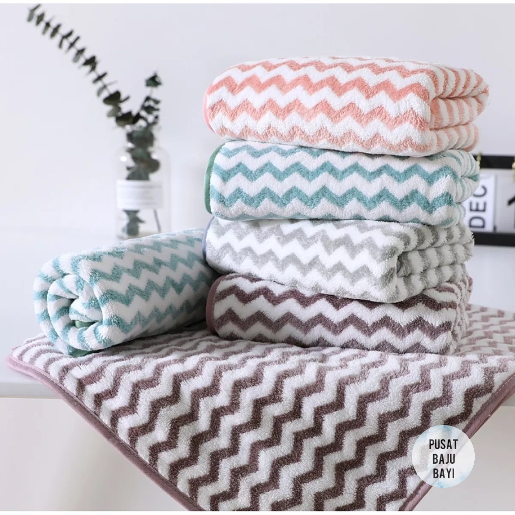 Handuk ZIGZAG Size Besar 70 x 140 Cm, Handuk Towel Dewasa Anak dan Bayi motif ZIGZAG