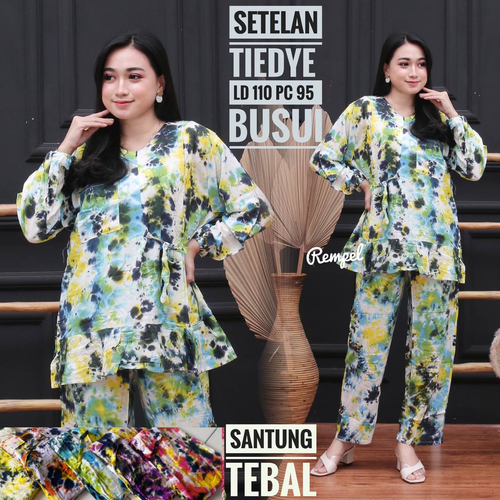 SETELAN CP TIE DYE PANJANG RAYON SANTUNG TEBAL TERBARU
