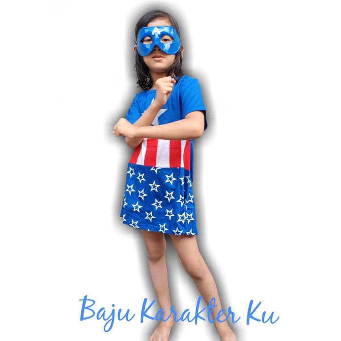 DRESS/KOSTUM KAPTEN AMERIKA GIRL/BAJU ANAK