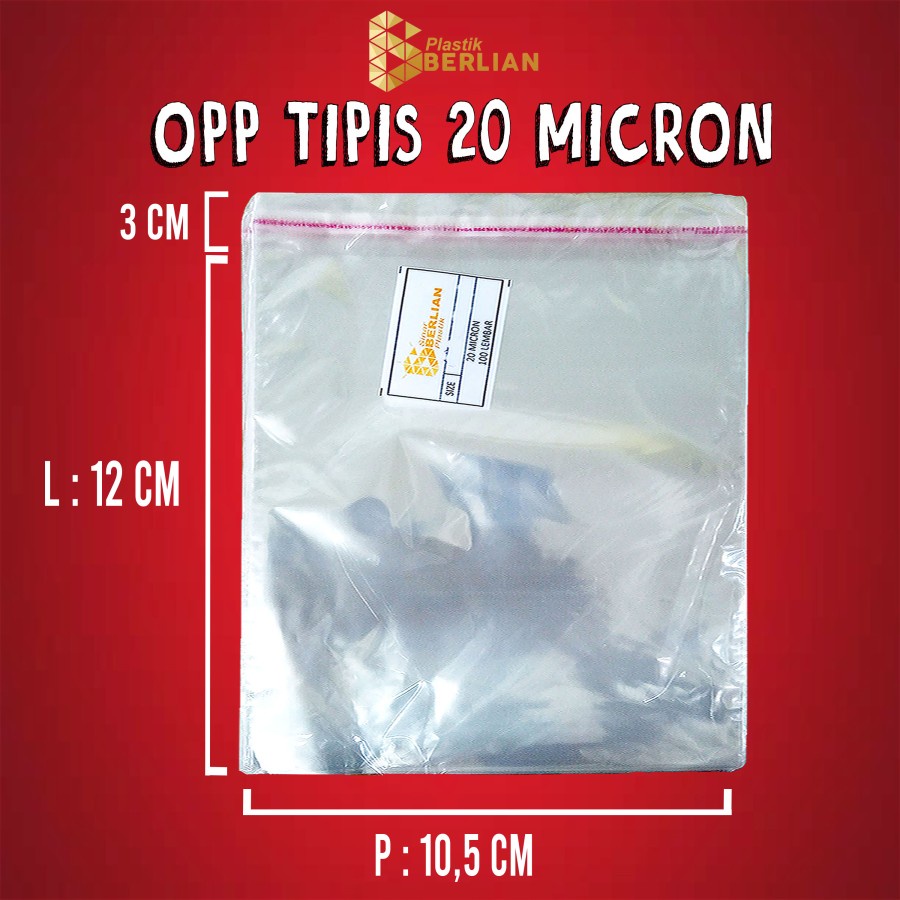 

10,5 x 12 cm Plastik OPP TIPIS (100 lbr) (lem/seal)