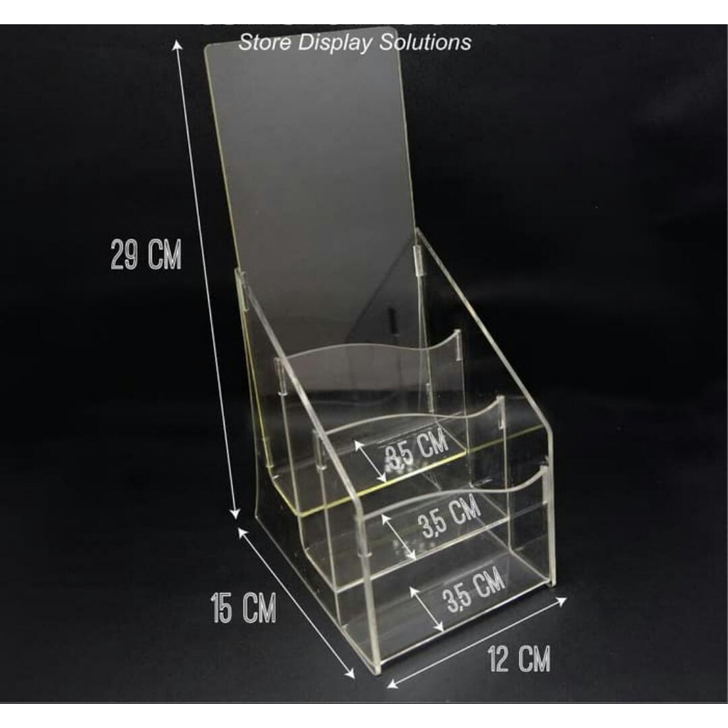 ACRYLIC TEMPAT BROSUR 3 SUSUN F.3 AKRILIK ASLI MIKA STAND