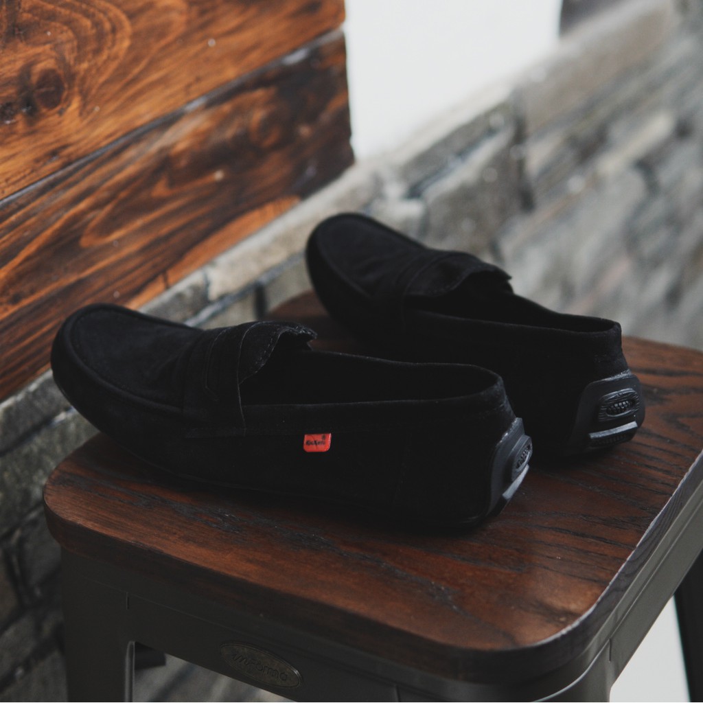 MS SHOP - Bayar Dirumah - Kickers Jevlin Moccasin Suede Hitam Keren Sepatu Slip On Pria Selop Gaya