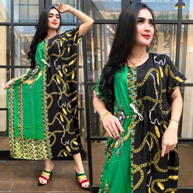 Daster Lowo Jumbo rantai Gewa Murah adem bumil asli pekalongan-HIJAU