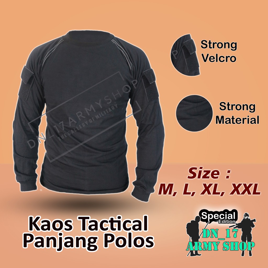 Kaos Pria Tactical Panjang Polos Hitam