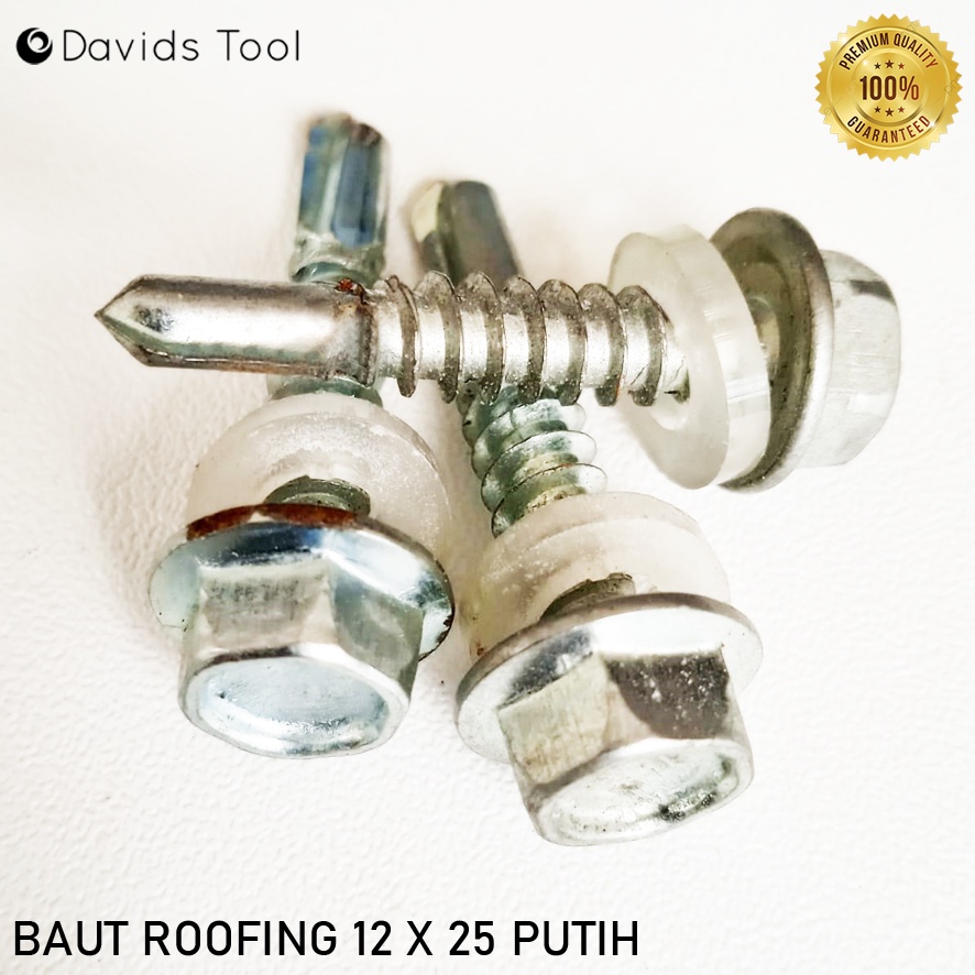 Baut Baja Ringan Drilling Sekrup Roofing Galvalum 12x25 Putih