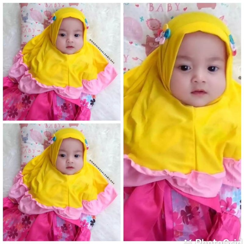 Jilbab 2 Bunga Anak bayi Instan lucu 0-3 Tahun Bahan Adem | Hijab baby sekolah Sd newborn kekinian | Kerudung Perempuan Tk Lembut Terbaru 6-12 Bulan