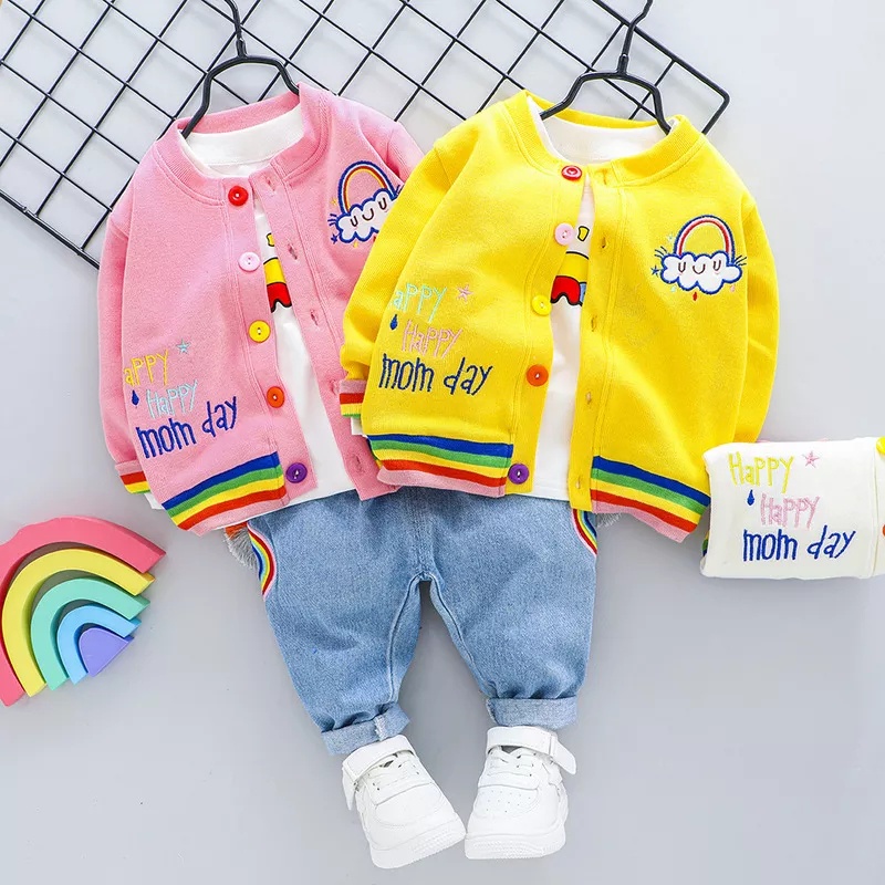 B314 - Setelan Baju 3in1 Anak Perempuan / Setelan Jaket Anak Cewek / Setelan Baju Rajut Anak Perempu
