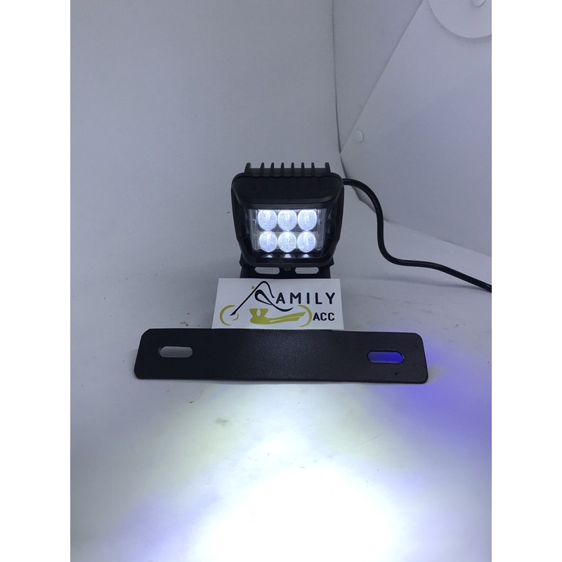 Breket Dudukan Plat Nopol RX King + Lampu Tembak Cwl Sorot 6 LED Mini RX KING