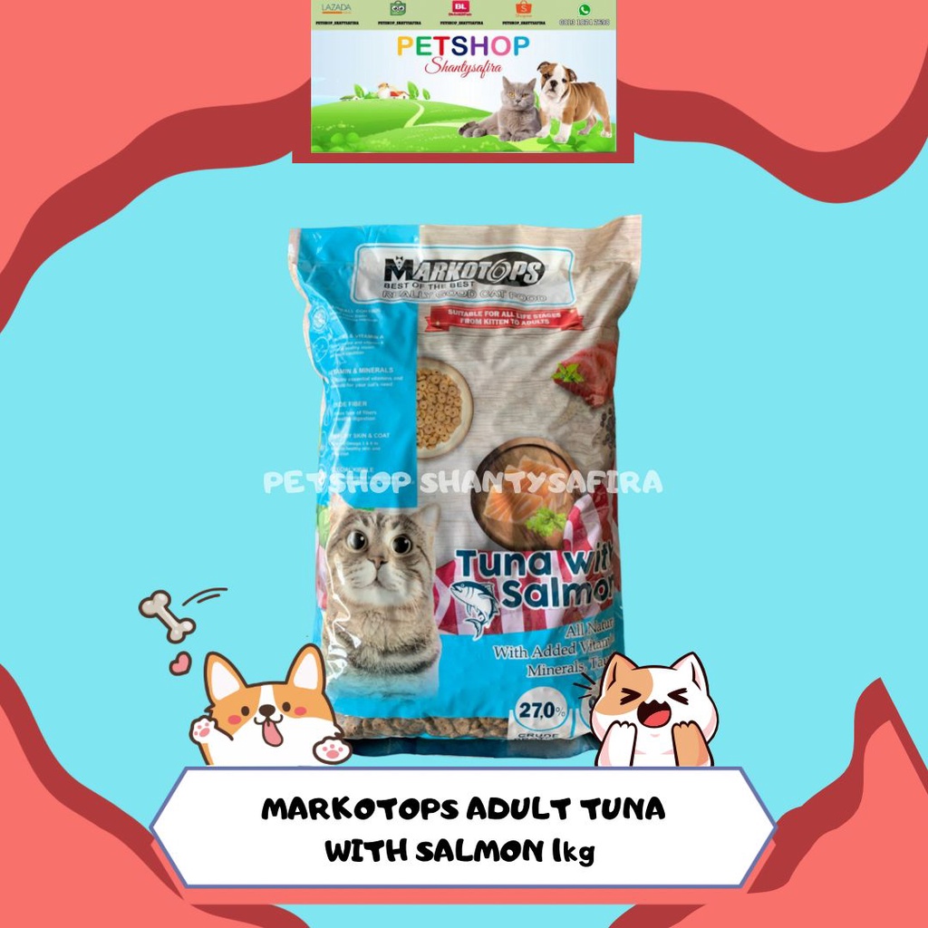 Makanan Kucing Markotops ADULT 1 Kg TUNA &amp; SALMON cat food markotop DEWASA 1kg