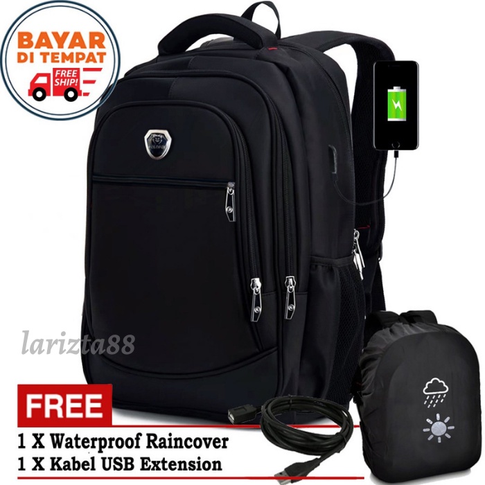 POLO GIVES 16 Inch Tas Ransel Kerja Tas sekolah Kunci Usb Port POLO Original Import + Raincover