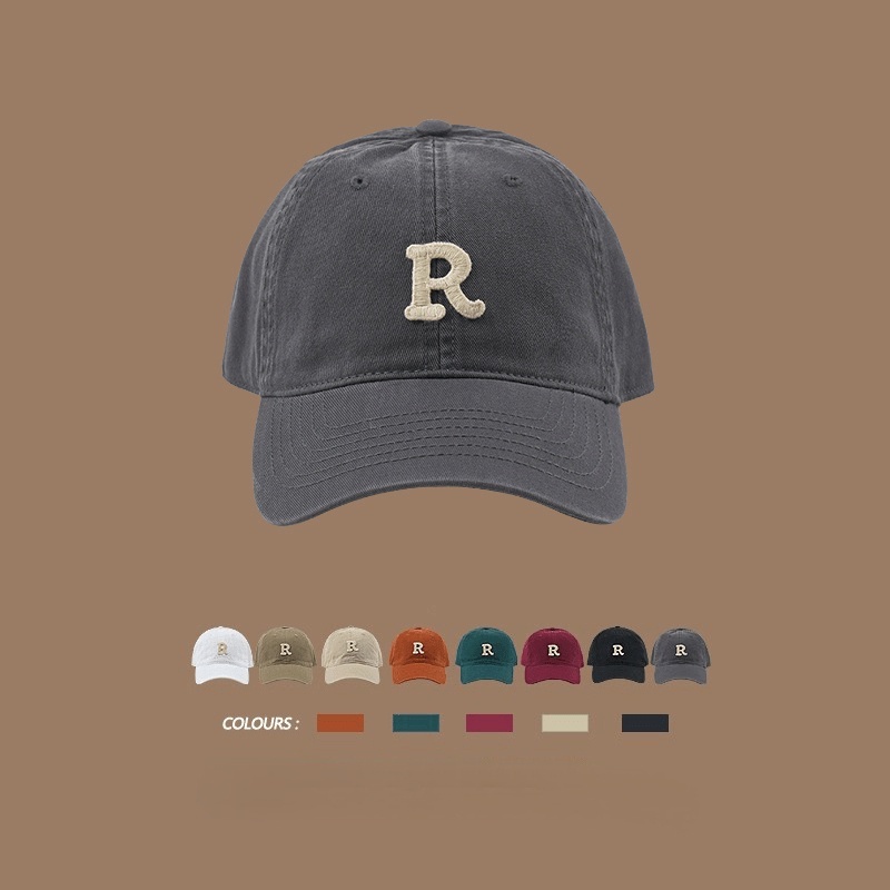 Topi Baseball Motif Tulisan R Gaya Korea