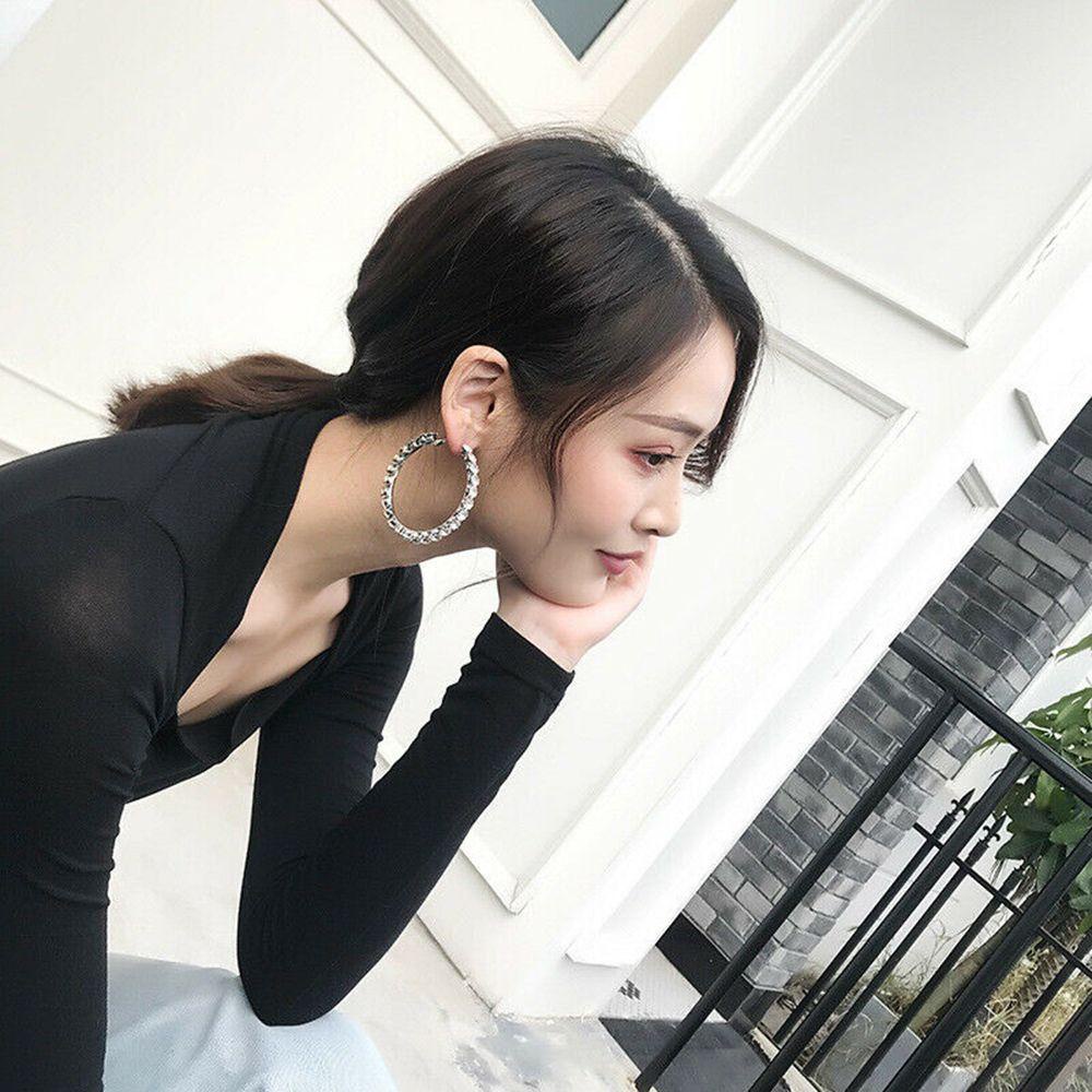 Lily Hoop Earrings Hot Wanita Perhiasan Pernyataan Kristal Mengkilap