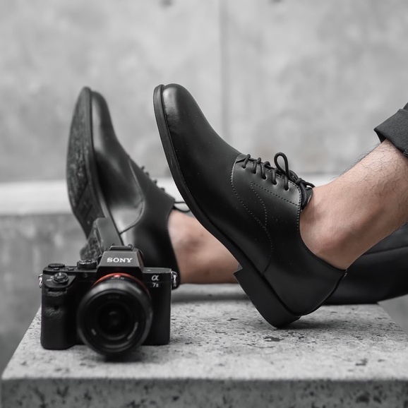 Oxford Black | Sepatu Pantofel Formal Kasual Kerja Kuliah Pria/Cowok/Men Ori Lokal | FORIND x Worka