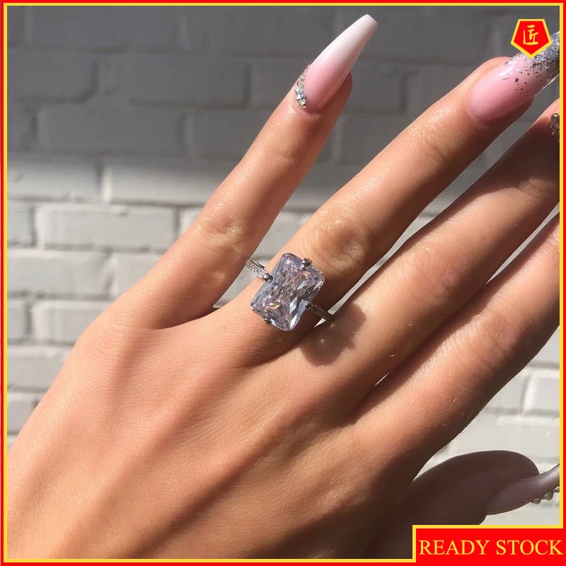 [Ready Stock]Fashion Exaggerated Square Diamond Ring