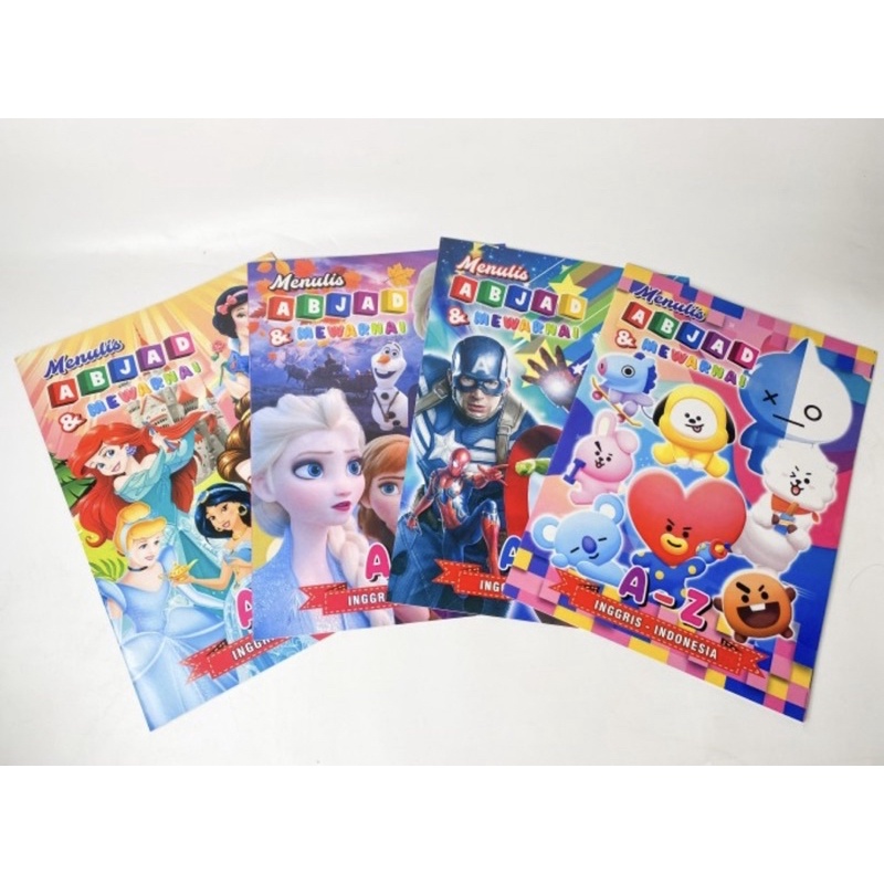 BUKU MEWARNAI + MENULIS ABJAD | BUKU MEWARNAI FANCY | BUKU BELAJAR MENULIS MEWARNAI