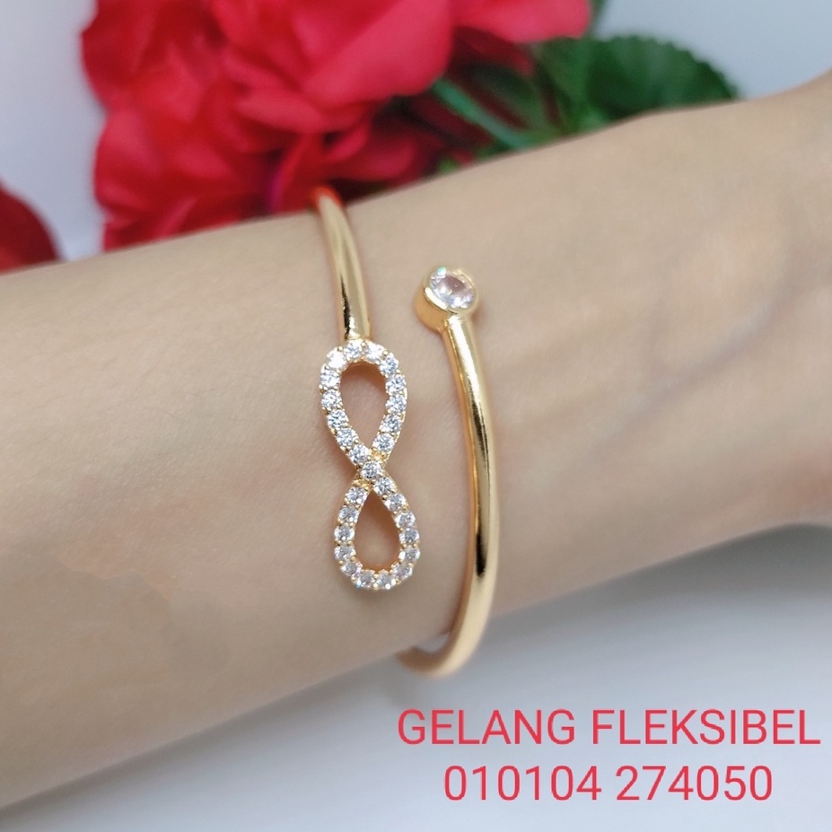 Gelang Tangan Fleksibel Bangle Wanita Titanium Xuping Perhiasan Aksesoris Lapis Emas Anti Karat