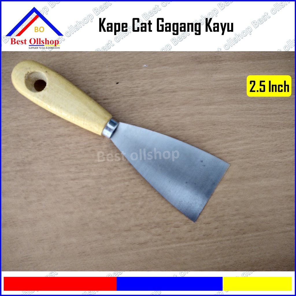 Kapi Cat Gagang Kayu / Kape Cat Spatula Gagang Kayu 1.5 - 2 - 2.5 - 3 Inch