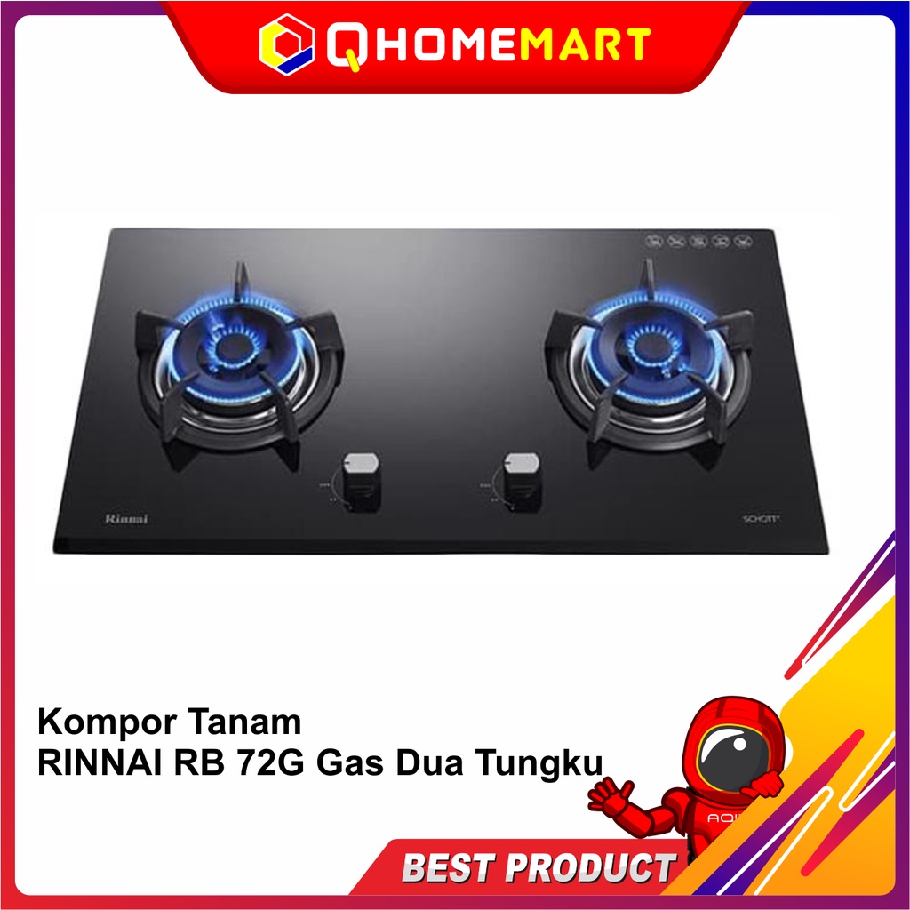 Kompor Tanam RINNAI RB 72G Gas Dua Tungku