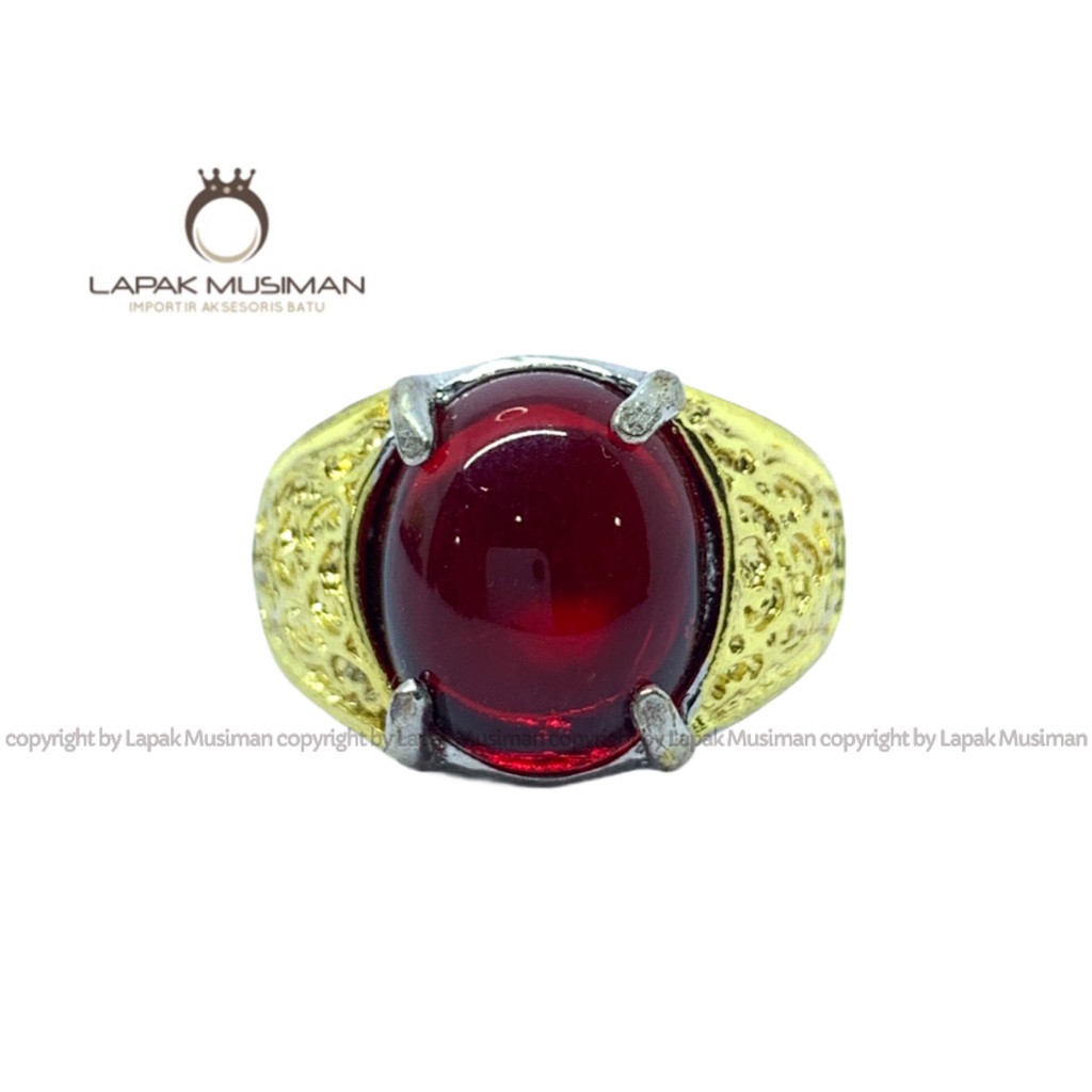 [Bayar di Tempat] Cincin Pria Batu Merah Siam Kode LM 01