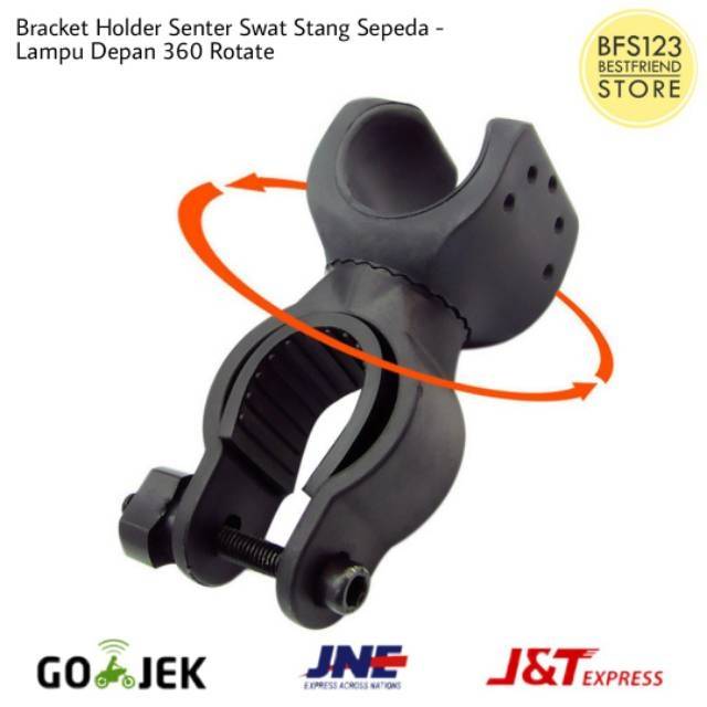 Bracket Holder Senter Swat Stang Sepeda - Lampu Depan 360 Rotate