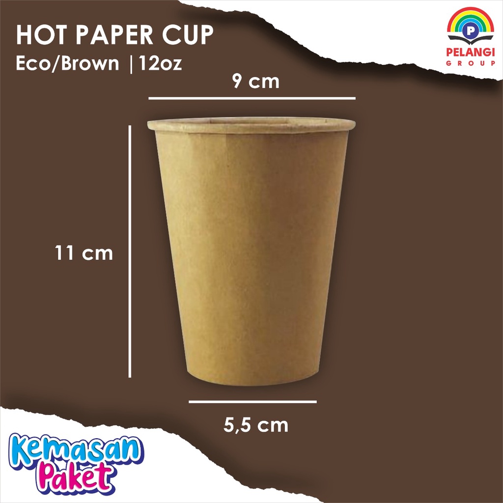 Jual Hot Paper Cup 12 Oz Coklat Gelas Kertas Tahan Panas Hot Paper Cup Dan Tutup Gelas 3183