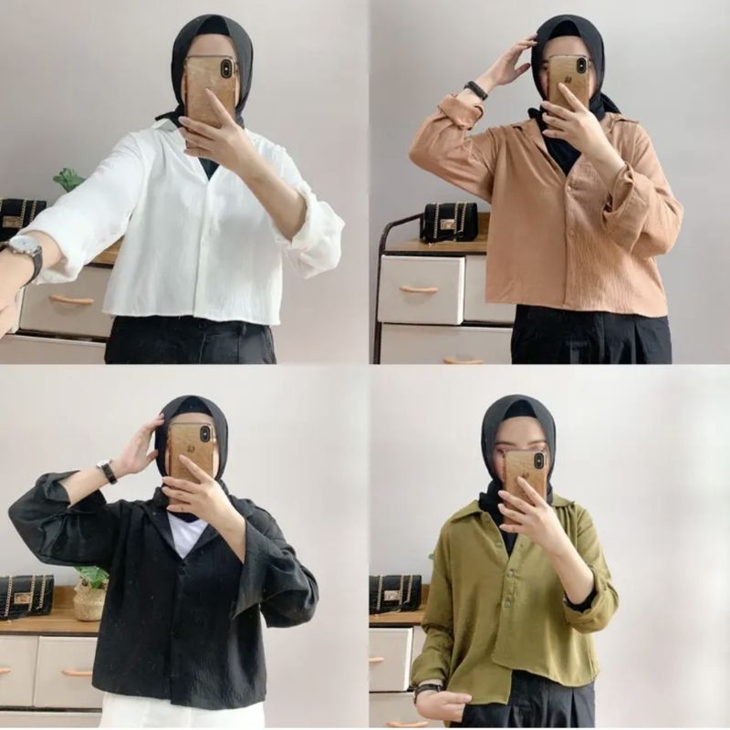 HANIN CROP / KEMEJA CROP / KEMEJA CRINKLE / BLOUSE VIOLIN CROP