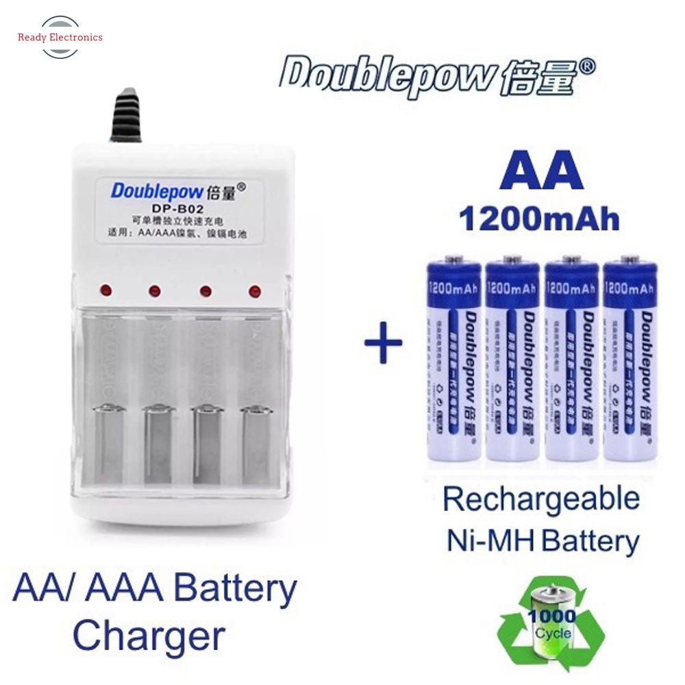 Alat Charger Baterai Cas AA AAA LCD Indikator 4 Slot Smart Intelligent DoublePow