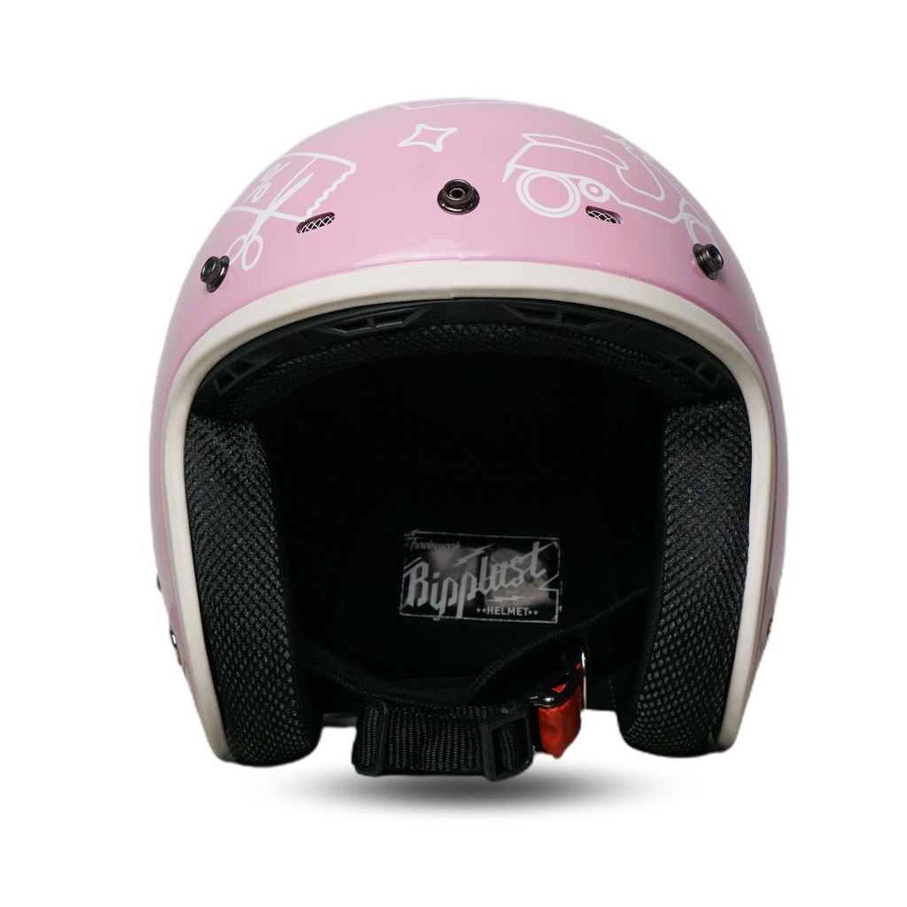 Helm Retro Dewasa SNI BR01 Girlstuff Pink Gloss Terbaru