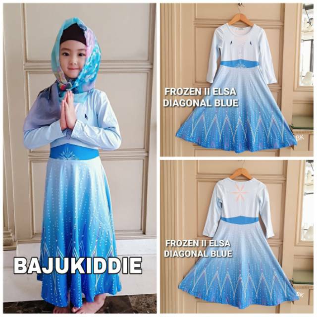 DRESS FROZEN 2 ELSA ANAK LENGAN PANJANG IMPORT / GAMIS ANAK PEREMPUAN LEBARAN BAHAN TEBAL ADEM BAGUS