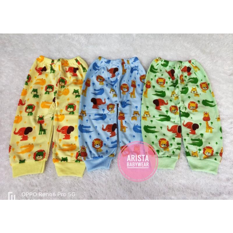 3pcs celana panjang bayi motif animal size S,M,L,XL