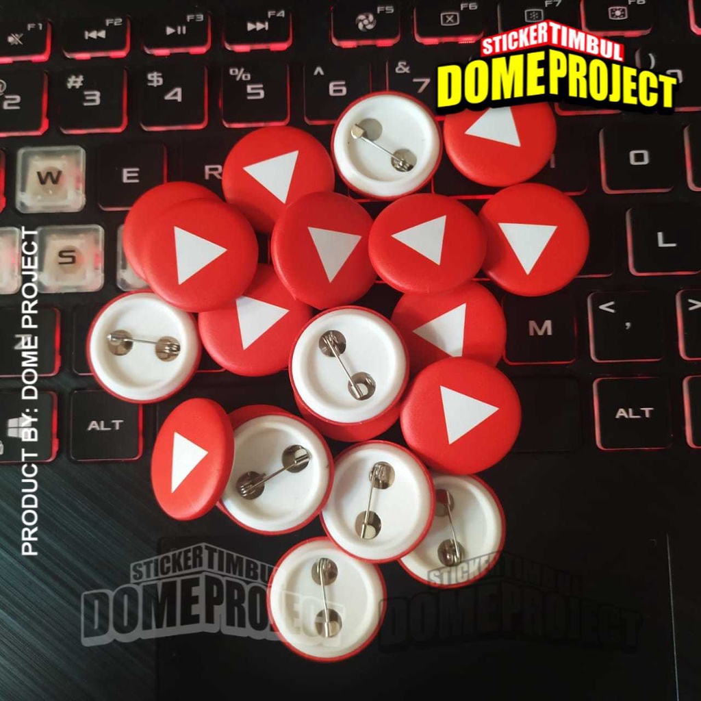 YOUTUBE PIN PENITI 25MM BUTTON PIN AKSESORIES ROMPI AKSESORIES TAS