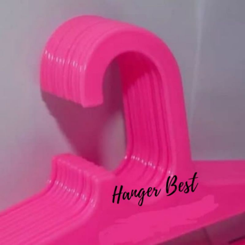 Hanger Plastik 17 Inch Pink | Gantungan Baju Plastik Elastis 1 Lusin