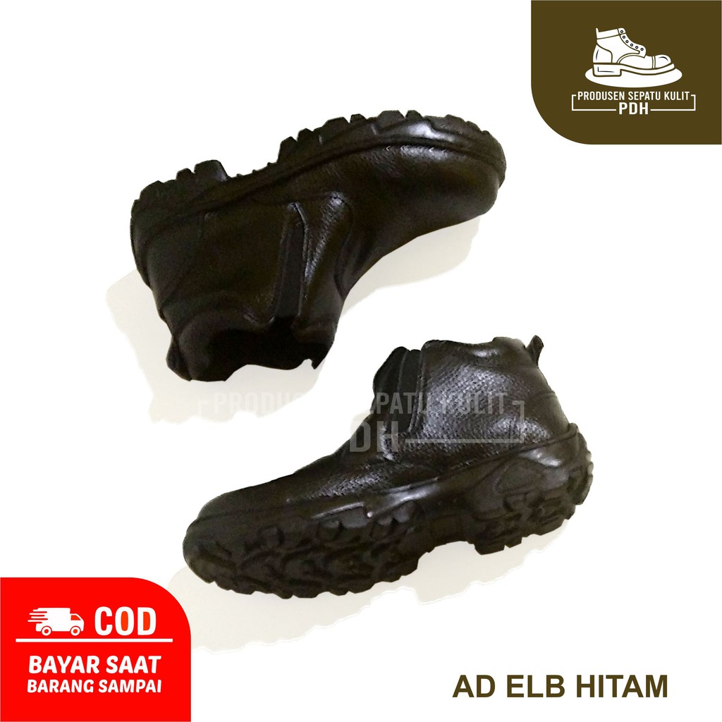 SEPATU SEFTY SLIPON SAFETY UJUNG BESI KULIT SEPTI SOL ANTI SLIP SELOP PROYEK DAPUR LPANGAN