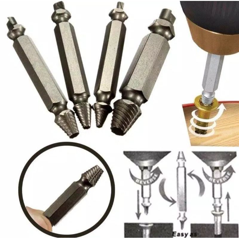 Alat Pembuka Baut Rusak / Screw Extractor Broken Stripped Screw Remover