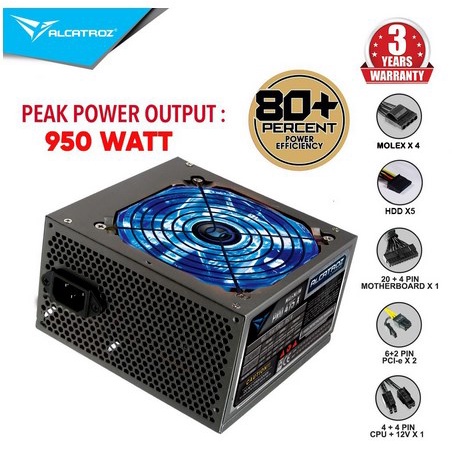 ALCATROZ PSU GAMING Magnum PRO 475X Power Max 950 Watt Power Supply PSA Garansi Resmi