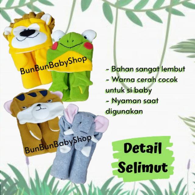 LEMBUT Selimut Bayi Laki Perempuan Perlengkapan Baru Lahir Baby Newborn Karakter Hewan Lucu UNISEX