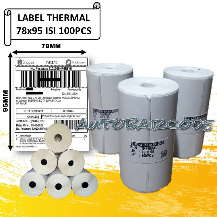 LABEL THERMAL 78X95 MM 1 LINE ISI 100