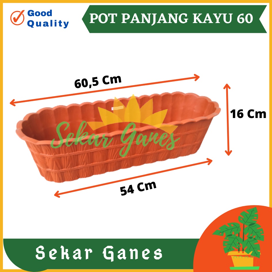 Pot Segi Panjang Kayu 60 Coklat Merah Bata CJP Pot Segi Persegi Panjang Plastik 60 70 Cm Besar Murah Pot Bunga Segi Panjang  Besar Hitam Putih