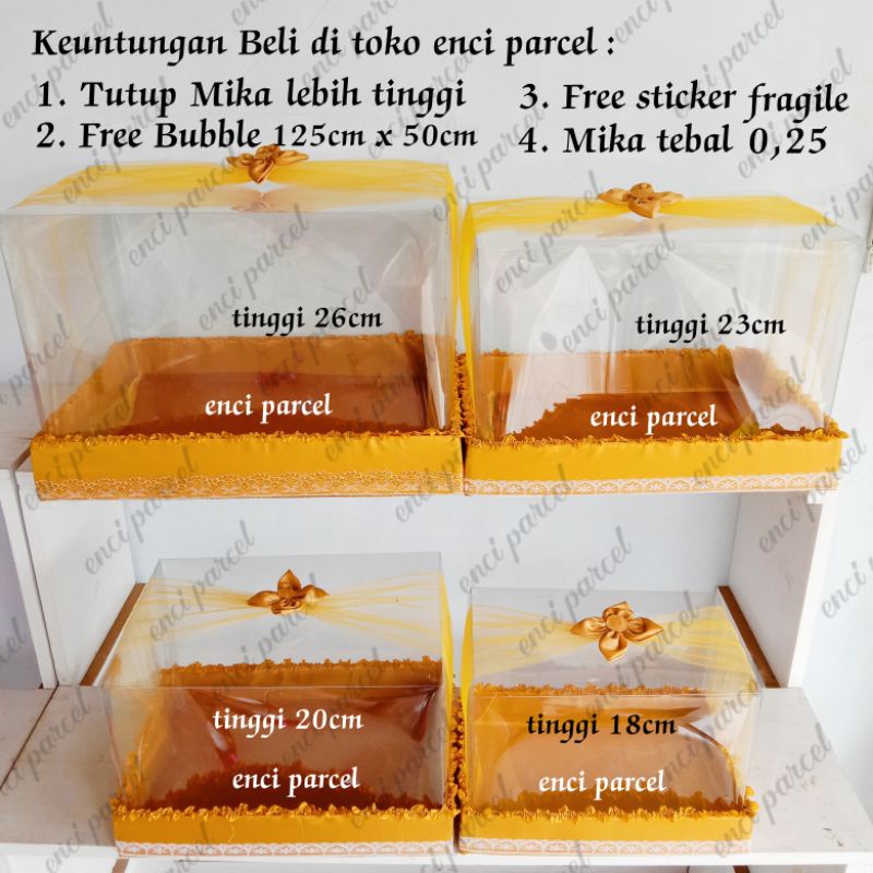 4pcs kotak parcel hantaran seserahan tutup mika hias tile bunga kain